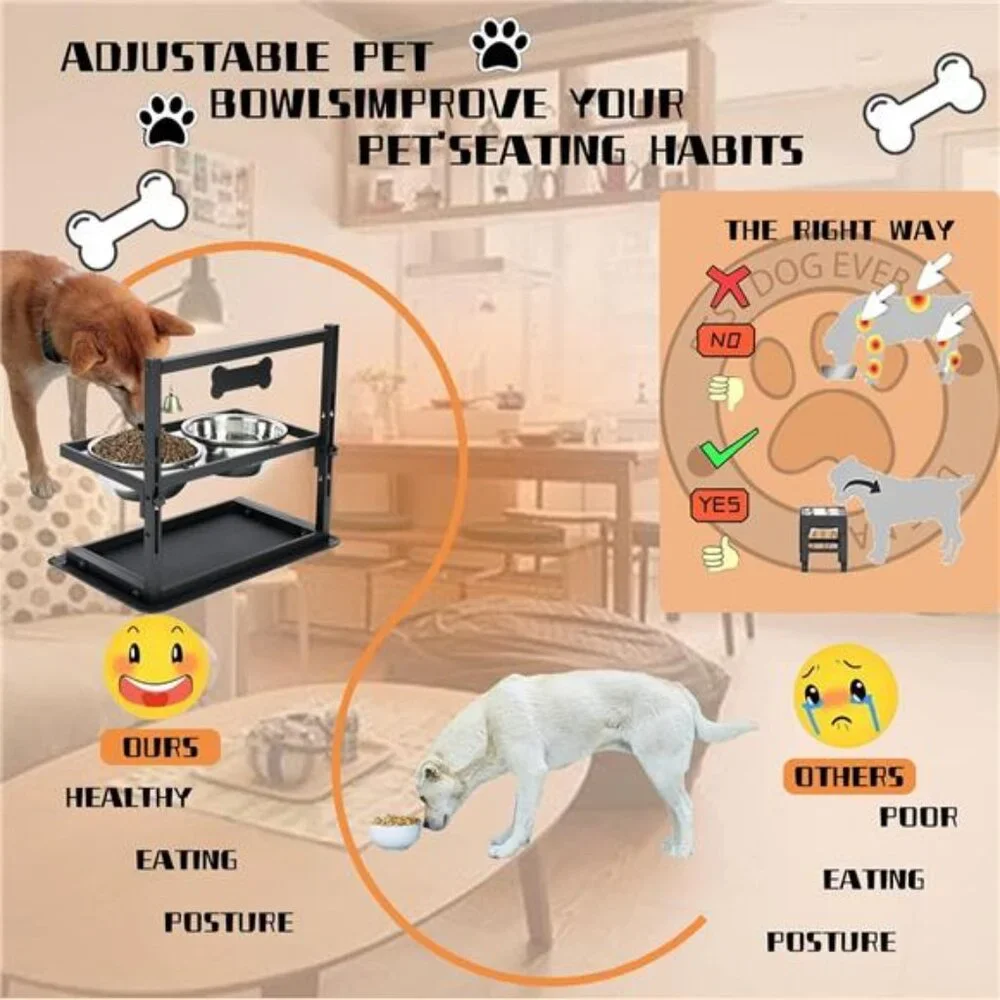 Elevated Dog Bowls,Raised Dog Bowl Stand for Large and Medium Dogs, Adjustable